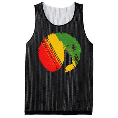 Black Woman with African Colors Afro Hairstyle Mesh Reversible Basketball Jersey Tank