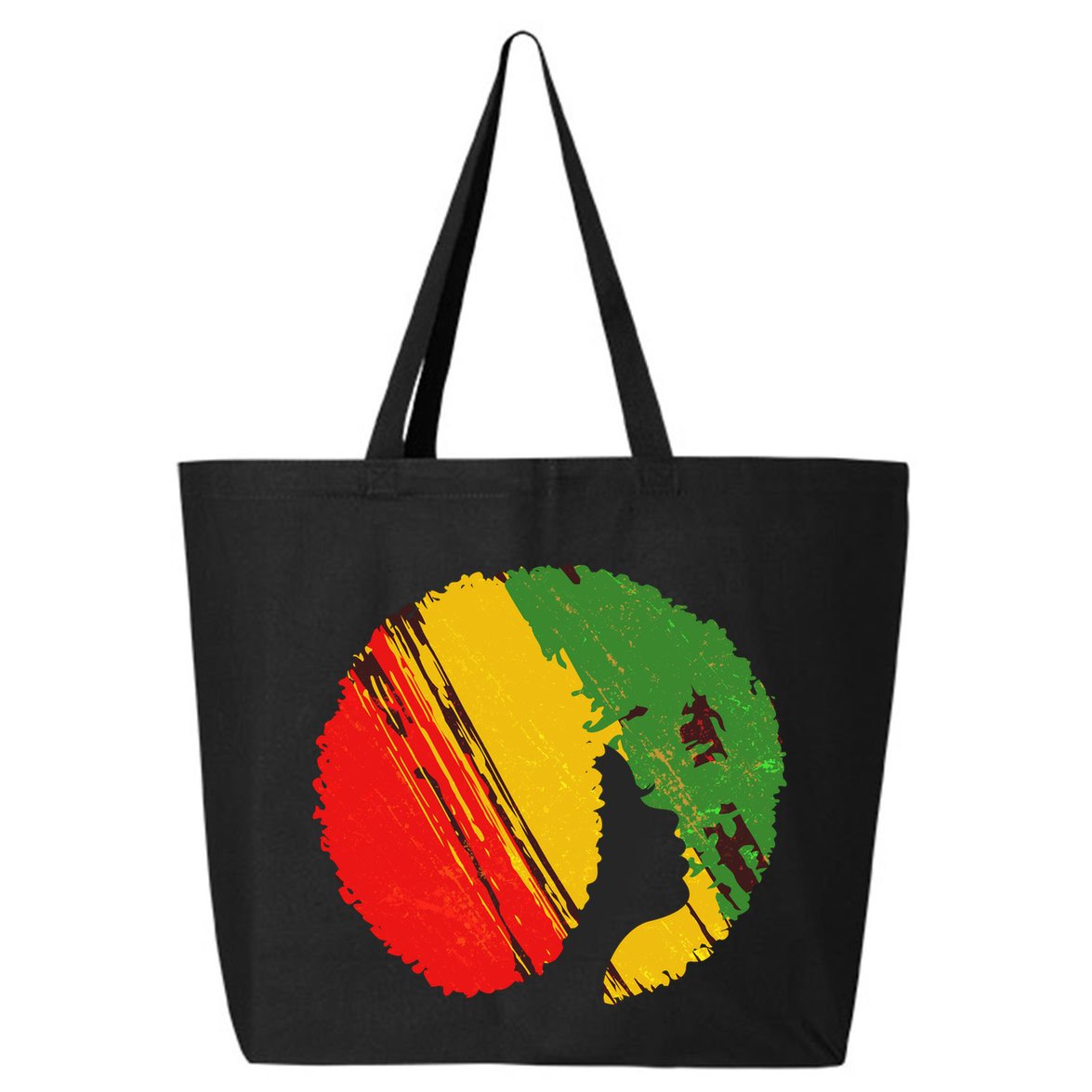 Black Woman with African Colors Afro Hairstyle 25L Jumbo Tote