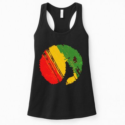 Black Woman with African Colors Afro Hairstyle Womens Tank Top