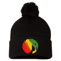 Black Woman with African Colors Afro Hairstyle Pom Pom 12in Knit Beanie