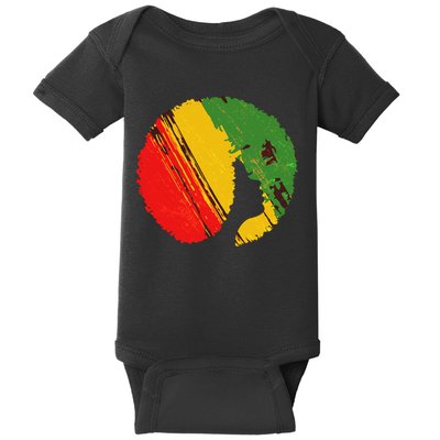 Black Woman with African Colors Afro Hairstyle Baby Bodysuit