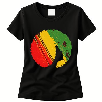 Black Woman with African Colors Afro Hairstyle Womens T-Shirt