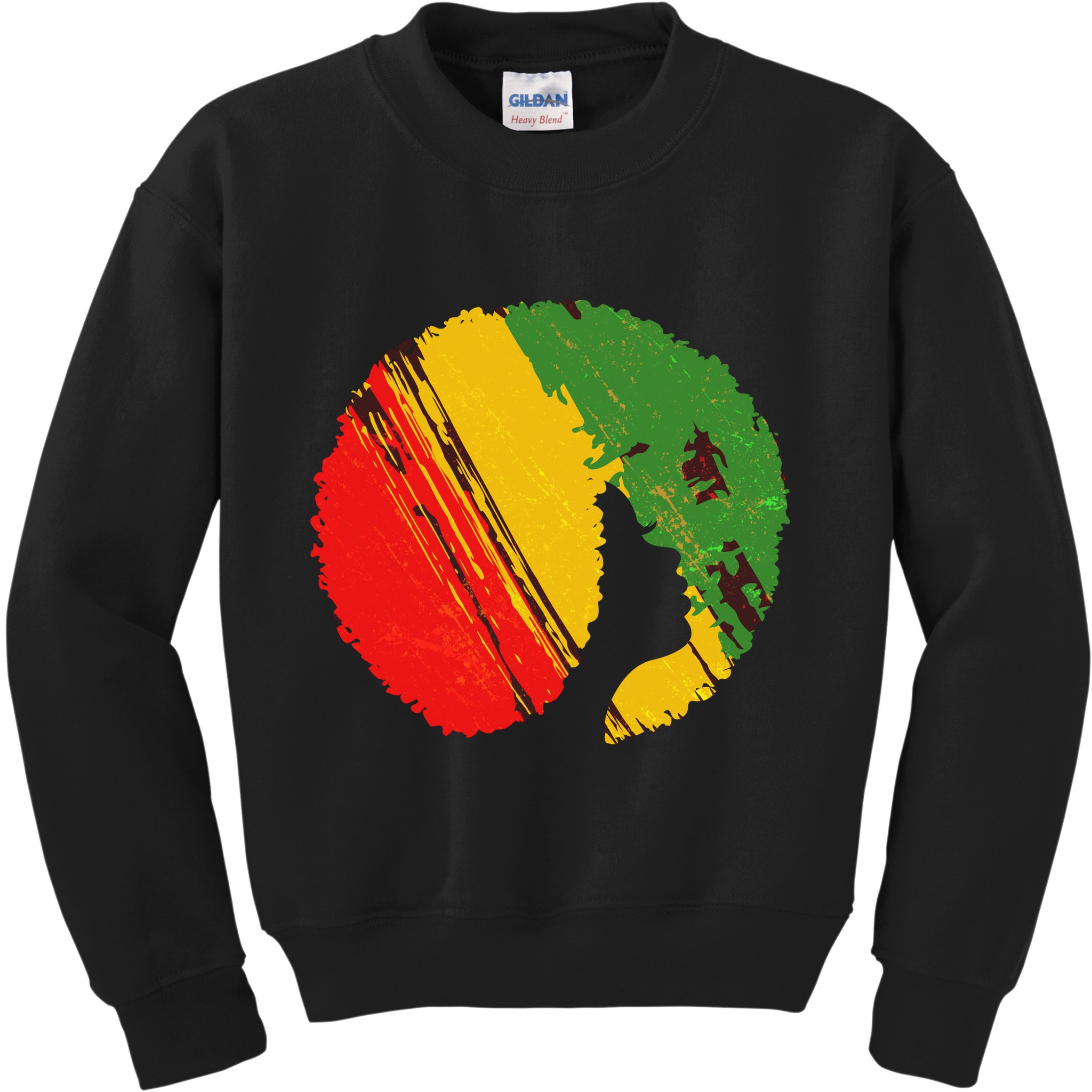 Black Woman with African Colors Afro Hairstyle Kids Sweatshirt