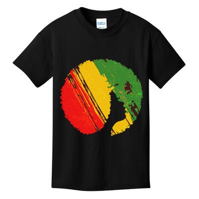 Black Woman with African Colors Afro Hairstyle Kids T-Shirt