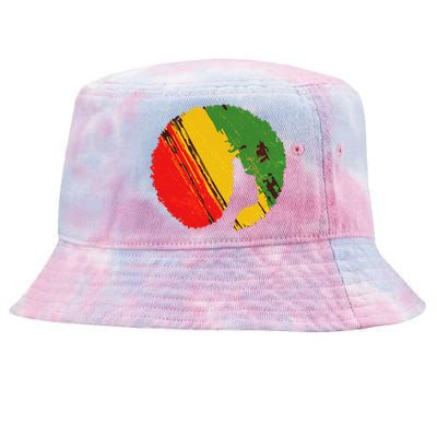 Black Woman with African Colors Afro Hairstyle Tie-Dyed Bucket Hat