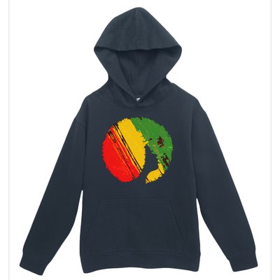 Black Woman with African Colors Afro Hairstyle Urban Pullover Hoodie