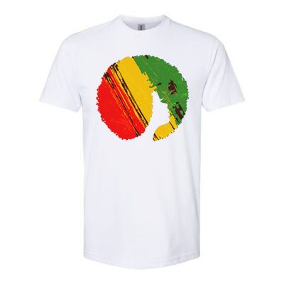 Black Woman with African Colors Afro Hairstyle Softstyle® CVC T-Shirt