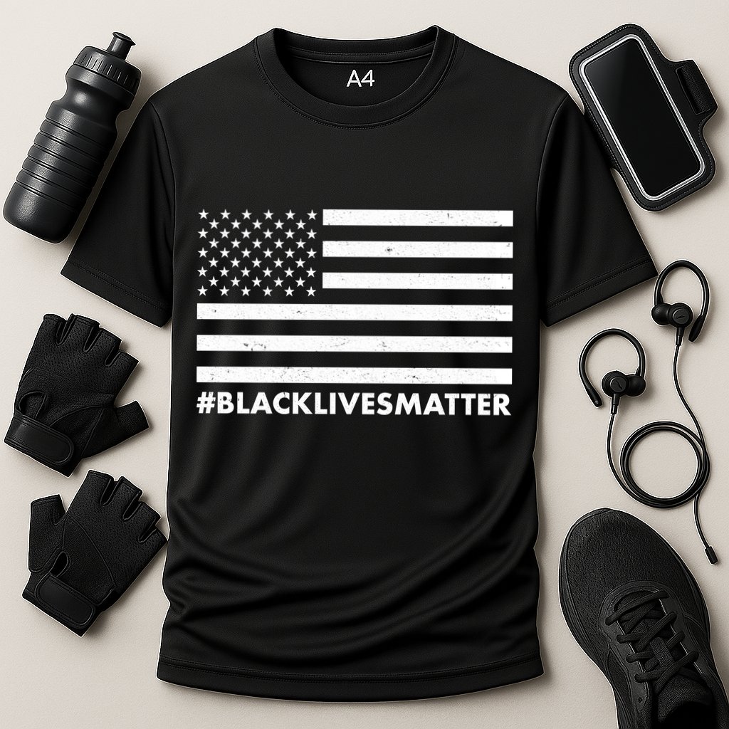 #BlackLivesMatter USA Flag Cooling Performance Crew T-Shirt