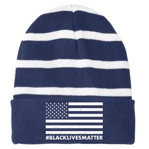 #BlackLivesMatter USA Flag Striped Beanie with Solid Band