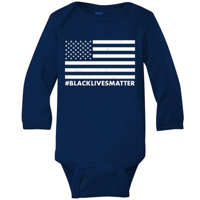 #BlackLivesMatter USA Flag Baby Long Sleeve Bodysuit