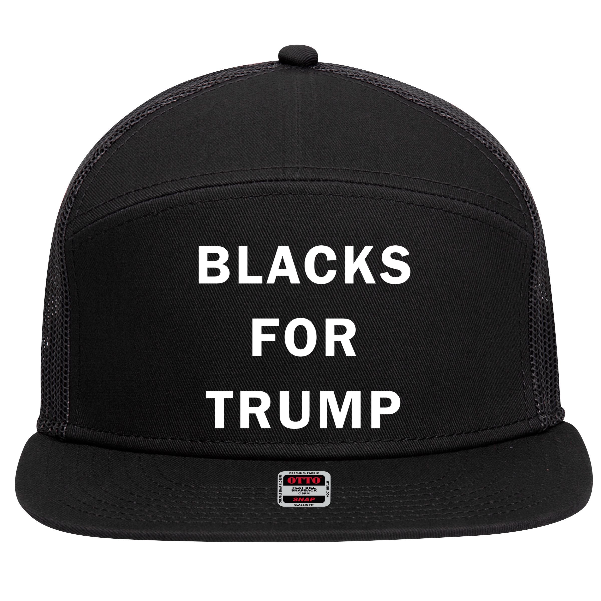 Blacks For Trump 7 Panel Mesh Trucker Snapback Hat