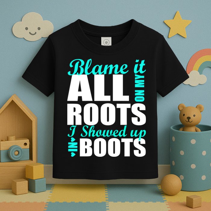 Blame It All On My Roots I Showed Up In Boots Toddler T-Shirt