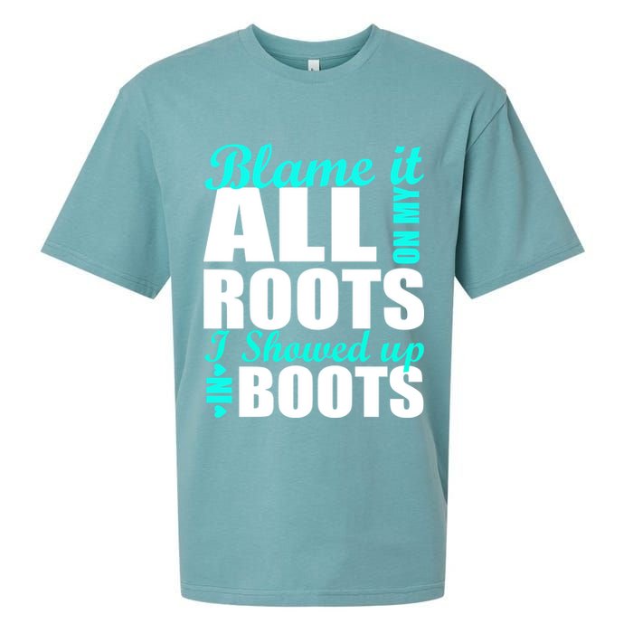 Blame It All On My Roots I Showed Up In Boots Sueded Cloud Jersey T-Shirt