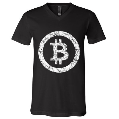 Bitcoin Logo Btc Crypto Currency Traders Blockchain Miners V-Neck T-Shirt