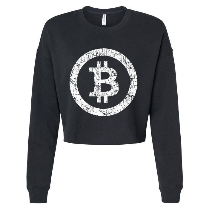 Bitcoin Logo Btc Crypto Currency Traders Blockchain Miners Cropped Pullover Crew