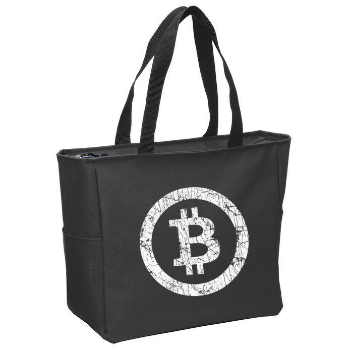 Bitcoin Logo Btc Crypto Currency Traders Blockchain Miners Zip Tote Bag