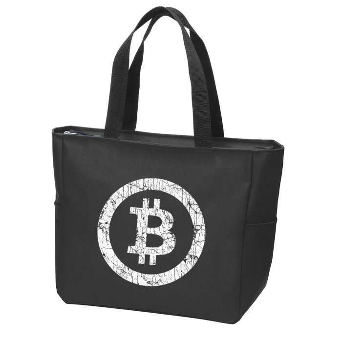 Bitcoin Logo Btc Crypto Currency Traders Blockchain Miners Zip Tote Bag