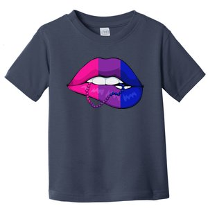 Bisexual Lip Biting Lgbtq Cool Subtle Bi Pride Flag Colors Toddler T-Shirt