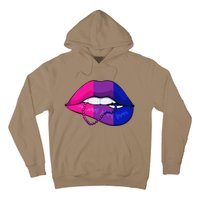 Bisexual Lip Biting Lgbtq Cool Subtle Bi Pride Flag Colors Hoodie