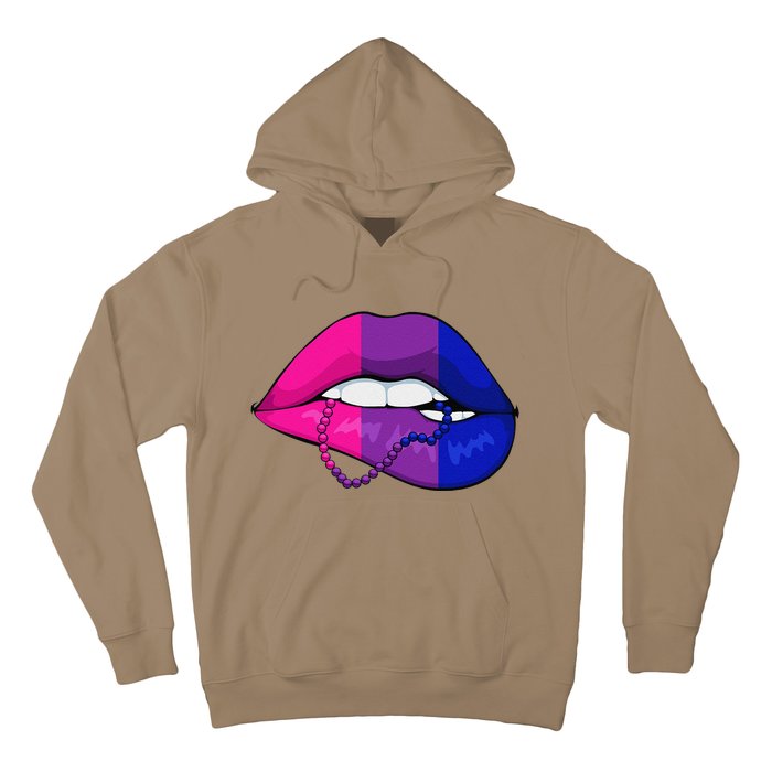 Bisexual Lip Biting Lgbtq Cool Subtle Bi Pride Flag Colors Hoodie