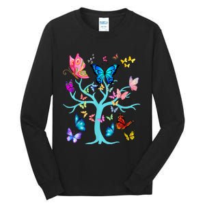 Butterfly Lovers Butterflies Circle Around The Tree Design Tall Long Sleeve T-Shirt