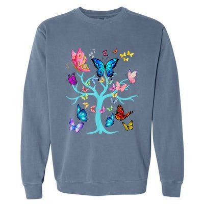 Butterfly Lovers Butterflies Circle Around The Tree Design Garment-Dyed Sweatshirt