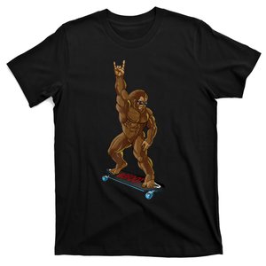 Bigfoot Long Boarding Rock On Sasquatch Big Foot Skate T-Shirt