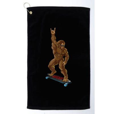 Bigfoot Long Boarding Rock On Sasquatch Big Foot Skate Platinum Collection Golf Towel