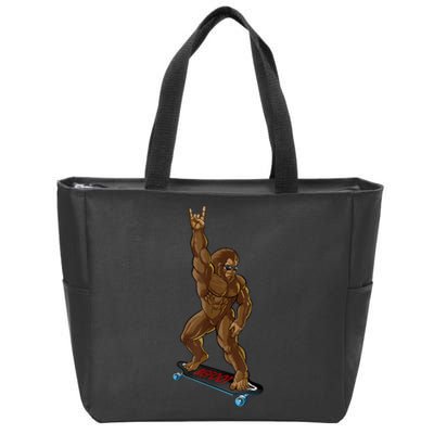 Bigfoot Long Boarding Rock On Sasquatch Big Foot Skate Zip Tote Bag