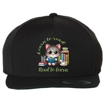 Book Lover Bookworm Reading Learn To Read Read To Learn Wool Snapback Cap
