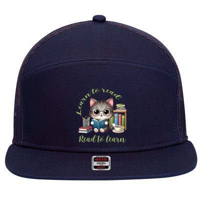 Book Lover Bookworm Reading Learn To Read Read To Learn 7 Panel Mesh Trucker Snapback Hat
