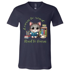 Book Lover Bookworm Reading Learn To Read Read To Learn V-Neck T-Shirt