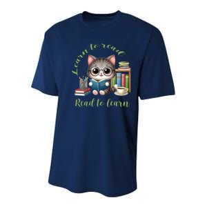 Book Lover Bookworm Reading Learn To Read Read To Learn Youth Performance Sprint T-Shirt