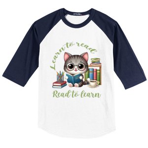 Book Lover Bookworm Reading Learn To Read Read To Learn Baseball Sleeve Shirt