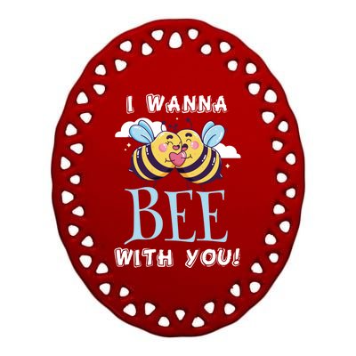 Bees Love Bee With You Valentine's Day Love Token Gift Ceramic Oval Ornament