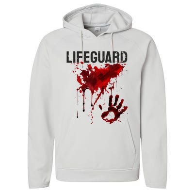 Bloody Lifeguard Blood Splatter Blood Stained Fun Performance Fleece Hoodie