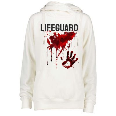 Bloody Lifeguard Blood Splatter Blood Stained Fun Womens Funnel Neck Pullover Hood