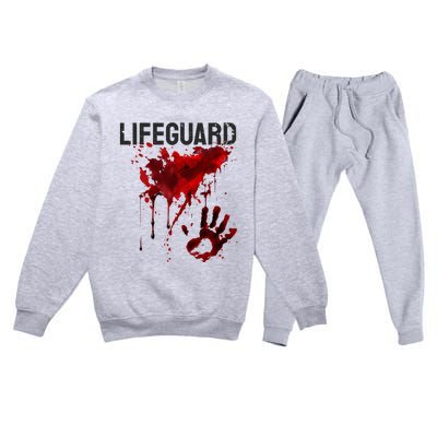 Bloody Lifeguard Blood Splatter Blood Stained Fun Premium Crewneck Sweatsuit Set