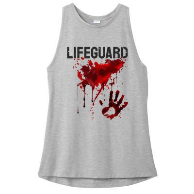 Bloody Lifeguard Blood Splatter Blood Stained Fun Ladies PosiCharge Tri-Blend Wicking Tank