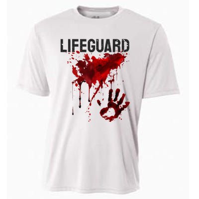 Bloody Lifeguard Blood Splatter Blood Stained Fun Cooling Performance Crew T-Shirt