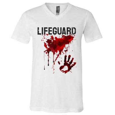 Bloody Lifeguard Blood Splatter Blood Stained Fun V-Neck T-Shirt