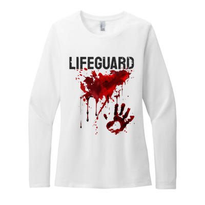 Bloody Lifeguard Blood Splatter Blood Stained Fun Womens CVC Long Sleeve Shirt