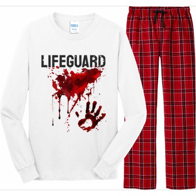 Bloody Lifeguard Blood Splatter Blood Stained Fun Long Sleeve Pajama Set