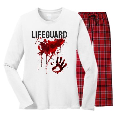 Bloody Lifeguard Blood Splatter Blood Stained Fun Women's Long Sleeve Flannel Pajama Set 