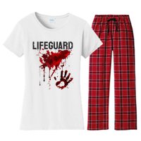 Bloody Lifeguard Blood Splatter Blood Stained Fun Women's Flannel Pajama Set