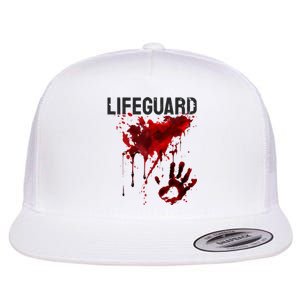 Bloody Lifeguard Blood Splatter Blood Stained Fun Flat Bill Trucker Hat