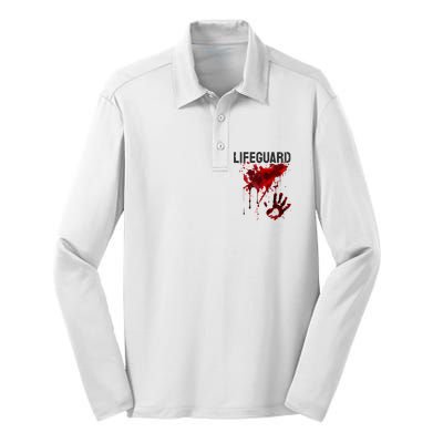 Bloody Lifeguard Blood Splatter Blood Stained Fun Silk Touch Performance Long Sleeve Polo