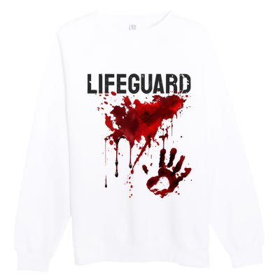 Bloody Lifeguard Blood Splatter Blood Stained Fun Premium Crewneck Sweatshirt