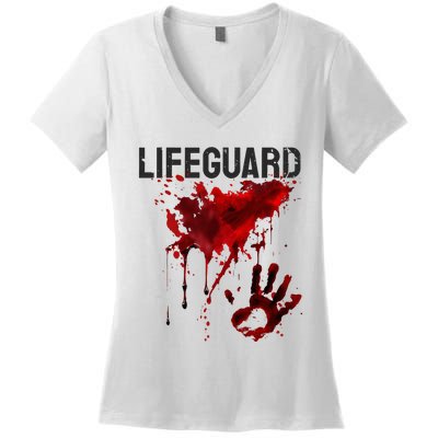 Bloody Lifeguard Blood Splatter Blood Stained Fun Women's V-Neck T-Shirt