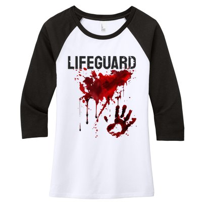 Bloody Lifeguard Blood Splatter Blood Stained Fun Women's Tri-Blend 3/4-Sleeve Raglan Shirt